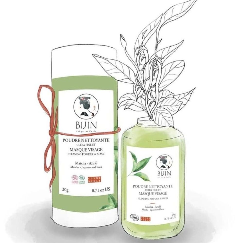 Cosmétiques - Poudre nettoyante ultra fine et masque visage Matcha-Azuki BIO et 100% naturel 2 en 1 - LE CHARBON ACTIF FRANCAIS
