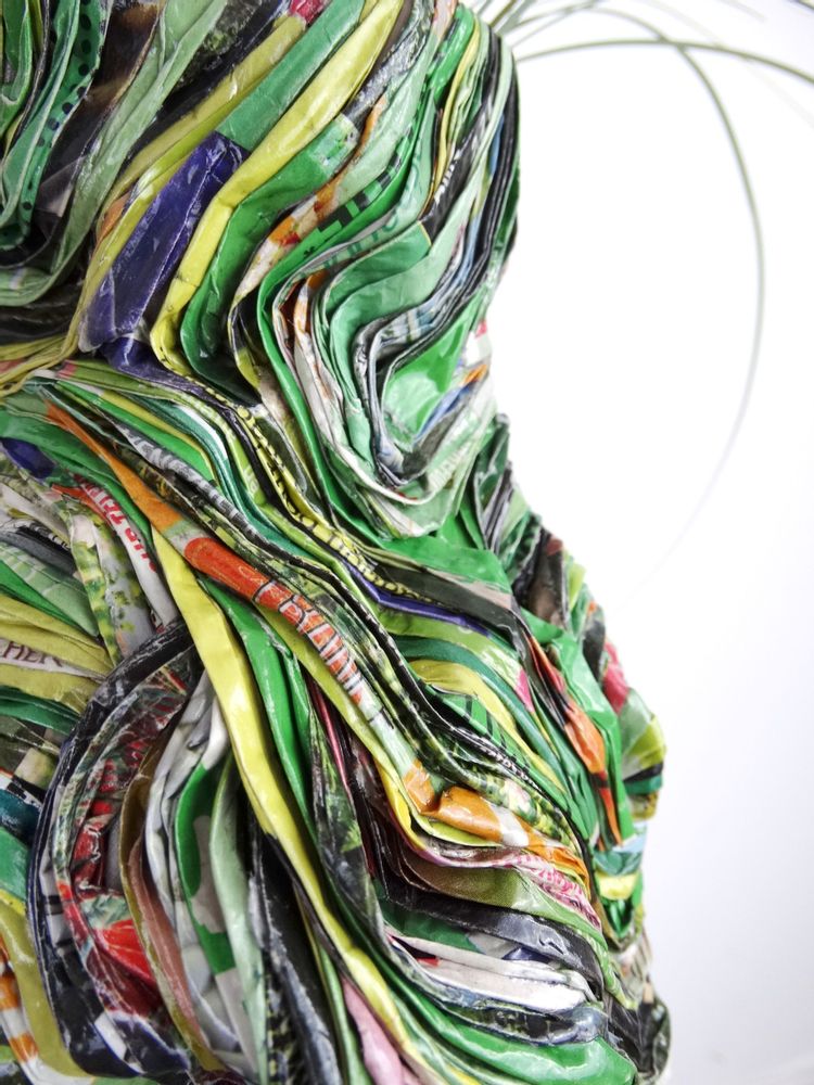 Vases - Vase papiers recyclés Collection ARVOR pièce unique - Vert - HELENE SIELLEZ