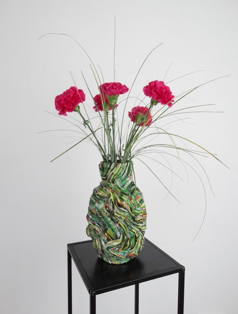 Vases - Vase papiers recyclés Collection ARVOR pièce unique - Vert - HELENE SIELLEZ