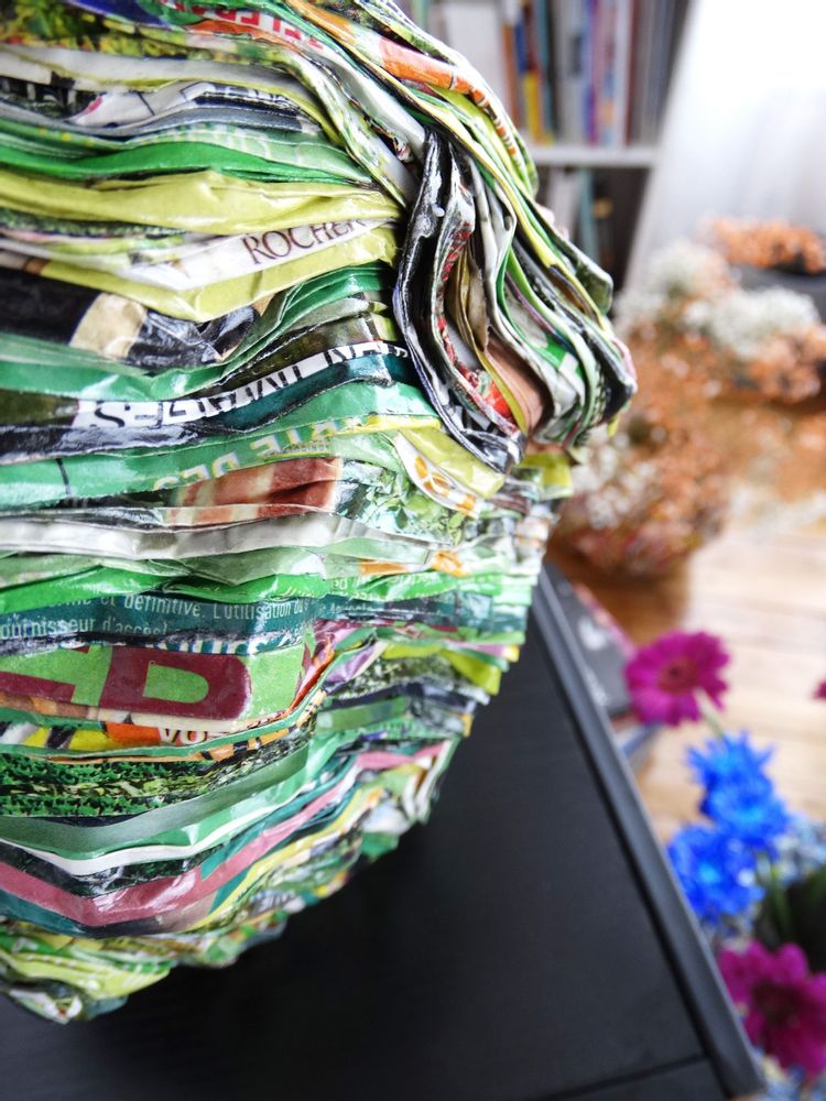 Vases - Vase papiers recyclés Collection ARVOR pièce unique - Vert - HELENE SIELLEZ