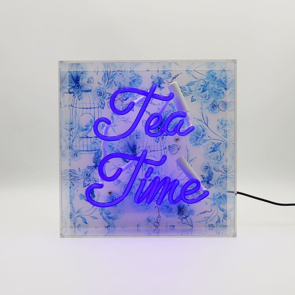 Table lamps - 'Tea Time' Glass neon Sign - Blue - LOCOMOCEAN