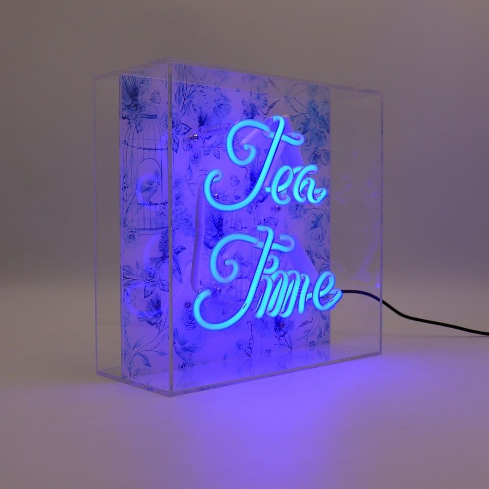 Table lamps - 'Tea Time' Glass neon Sign - Blue - LOCOMOCEAN