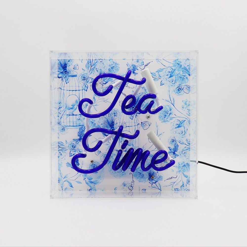 Table lamps - 'Tea Time' Glass neon Sign - Blue - LOCOMOCEAN