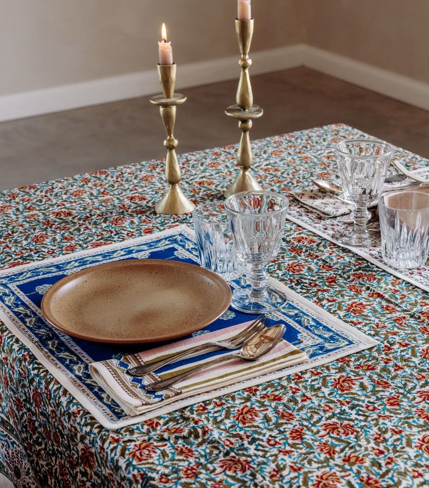 Table linen - RANI TABLE MATS NAVY - JAMINI BY USHA BORA