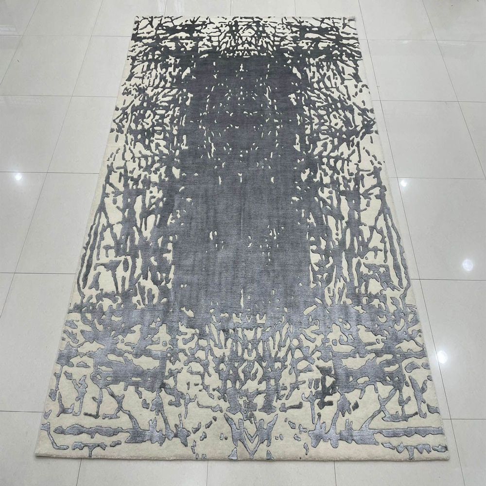 Rugs - ITR 105, Direct From Indian Factory High Low 3D Cut Very Affordable Economical MOQ 1 Customizable Handknotted Indo Tibbetan Wool Bamboo Botanical tencel Art Silk Rugs Carpet For Home Hotel and Projects - INDIAN RUG GALLERY