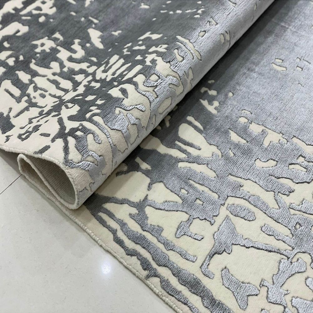 Rugs - ITR 105, Direct From Indian Factory High Low 3D Cut Very Affordable Economical MOQ 1 Customizable Handknotted Indo Tibbetan Wool Bamboo Botanical tencel Art Silk Rugs Carpet For Home Hotel and Projects - INDIAN RUG GALLERY