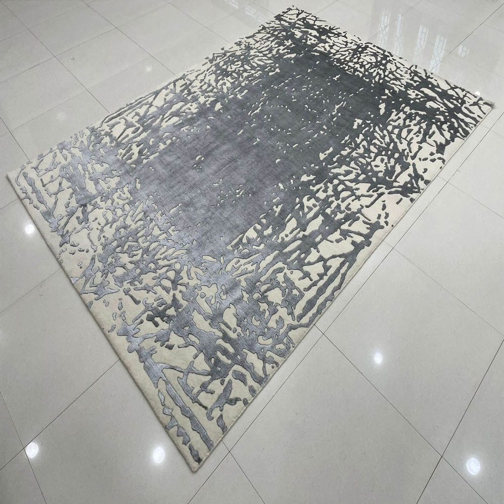 Rugs - ITR 105, Direct From Indian Factory High Low 3D Cut Very Affordable Economical MOQ 1 Customizable Handknotted Indo Tibbetan Wool Bamboo Botanical tencel Art Silk Rugs Carpet For Home Hotel and Projects - INDIAN RUG GALLERY