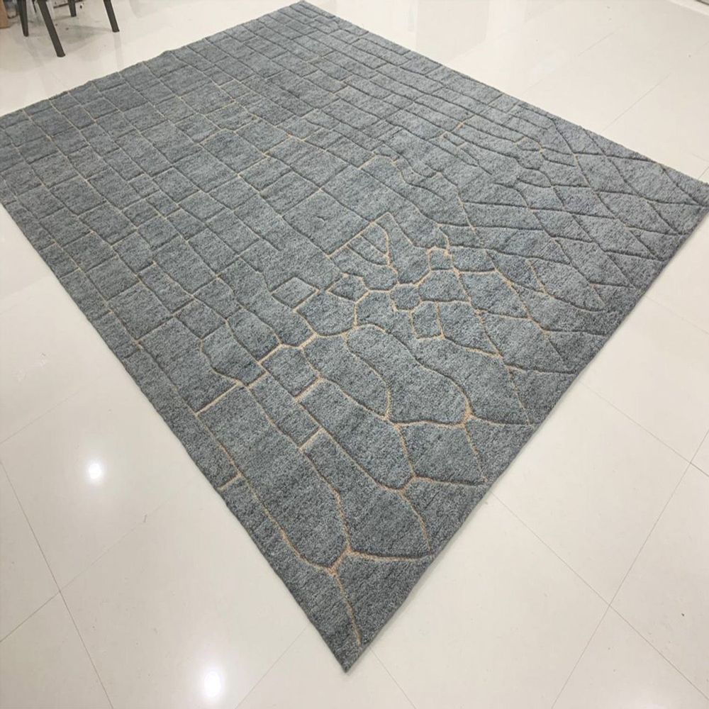 Bespoke carpets - HLK 103,3D Wool+Jute Persian Knotted High Low Pile Fireproof Washable - INDIAN RUG GALLERY