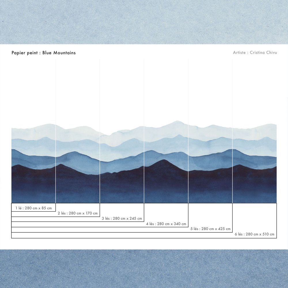 Other wall decoration - Blue Mountains - Panoramic wallpaper - LA TOUCHE ORIGINALE
