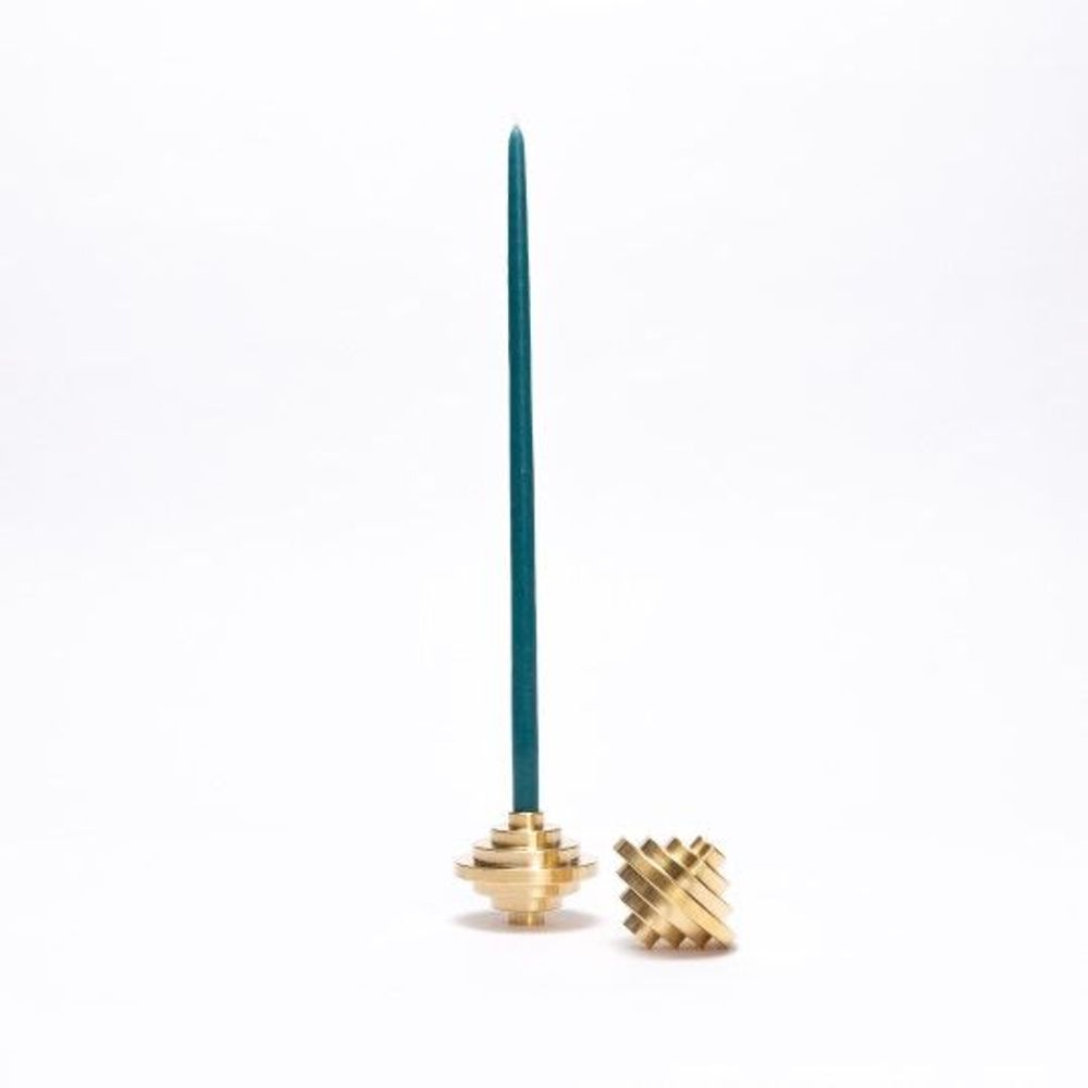 Christmas table settings - Folies 1926 brass candle holder - MAISON PECHAVY