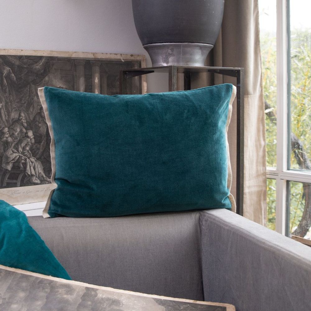 Coussins textile - MEDICIS coussin 40x55cm housse MEDICIS BLEU ORAGE - EN FIL D'INDIENNE...