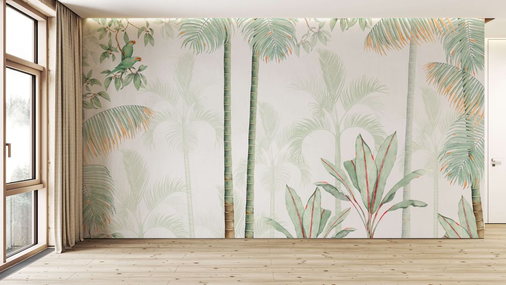 Wallpaper - MURAL - Bamboo tropical leaves - Tropicalia - LA TOUCHE ORIGINALE