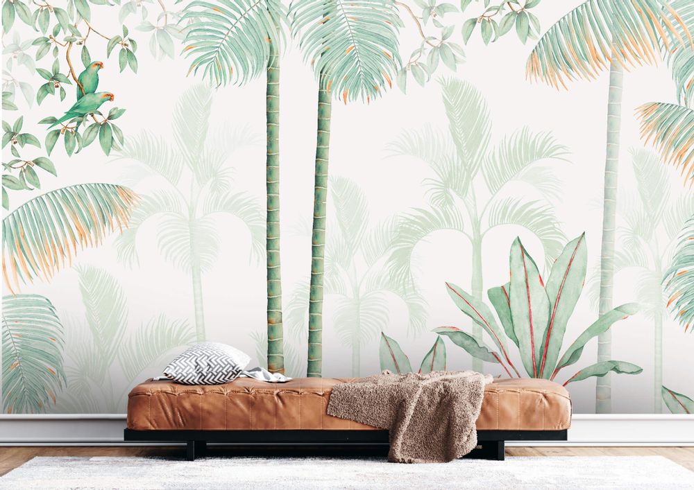 Wallpaper - MURAL - Bamboo tropical leaves - Tropicalia - LA TOUCHE ORIGINALE