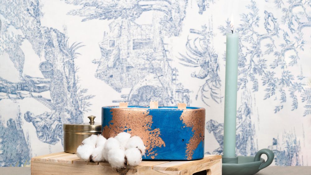 Candles - PATINATED CONCRETE CANDLE - 3 WICKS - JUNNY
