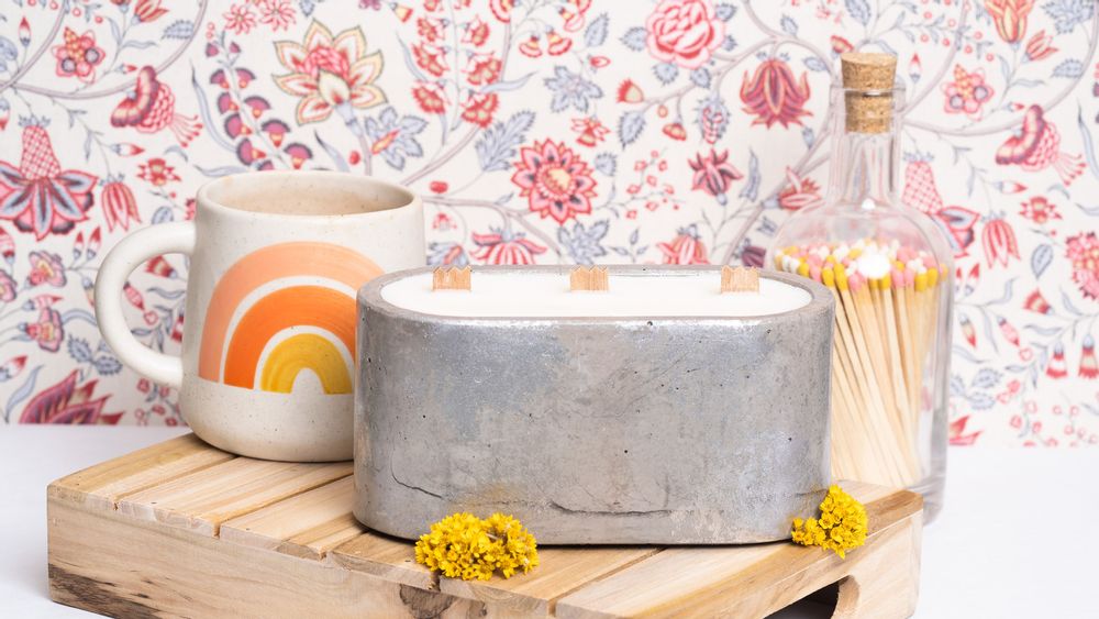 Candles - PATINATED CONCRETE CANDLE - 3 WICKS - JUNNY