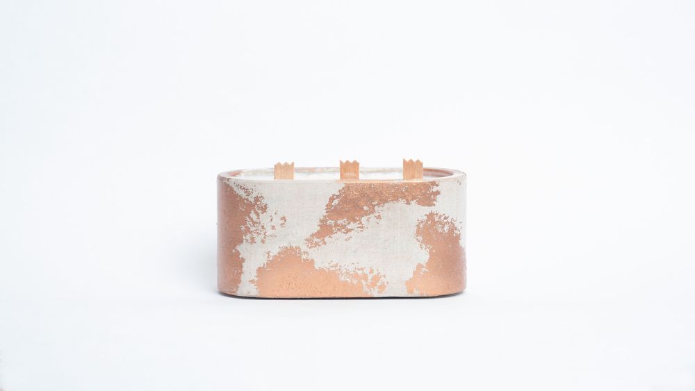 Candles - PATINATED CONCRETE CANDLE - 3 WICKS - JUNNY