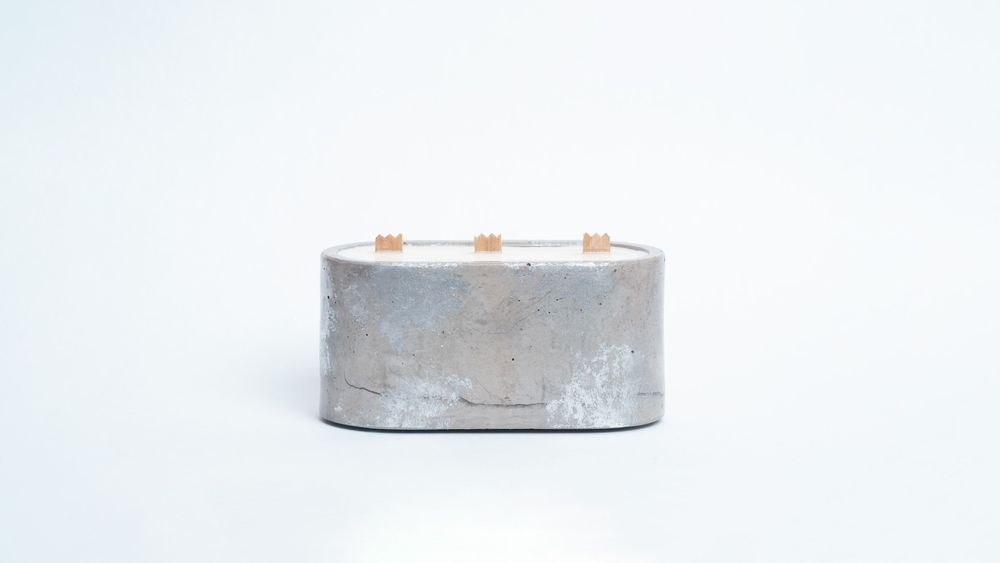 Candles - PATINATED CONCRETE CANDLE - 3 WICKS - JUNNY