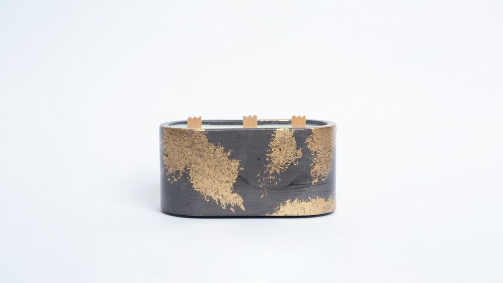 Candles - PATINATED CONCRETE CANDLE - 3 WICKS - JUNNY