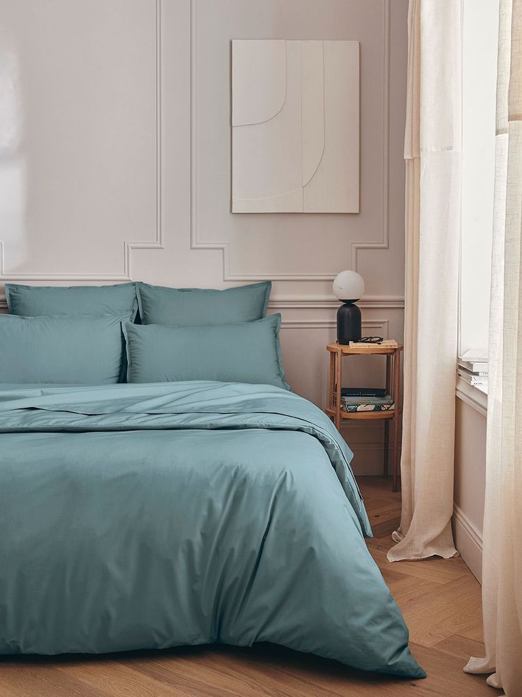 Linge de lit - Première Bleu Glacier - Parure de lit en percale de coton - ESSIX