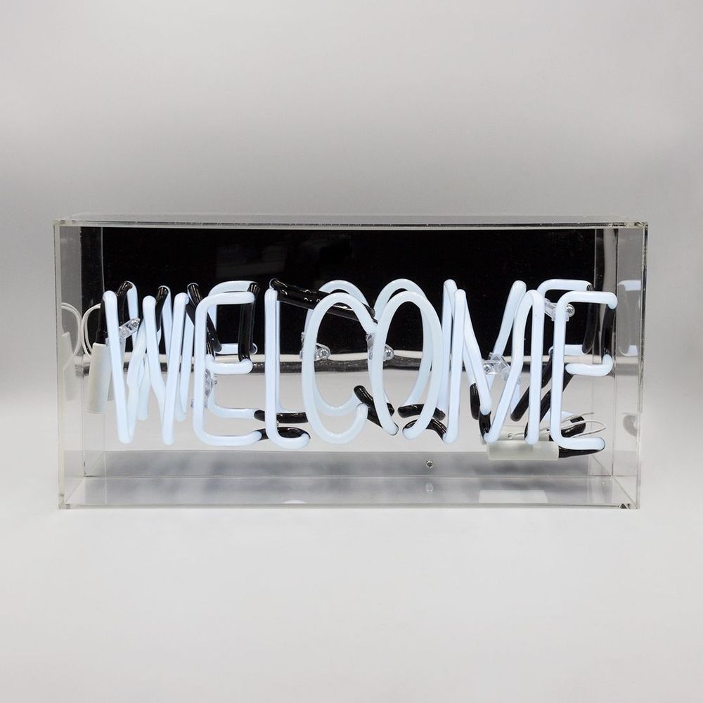 Table lamps - 'Welcome' Glass Neon Sign - White - LOCOMOCEAN