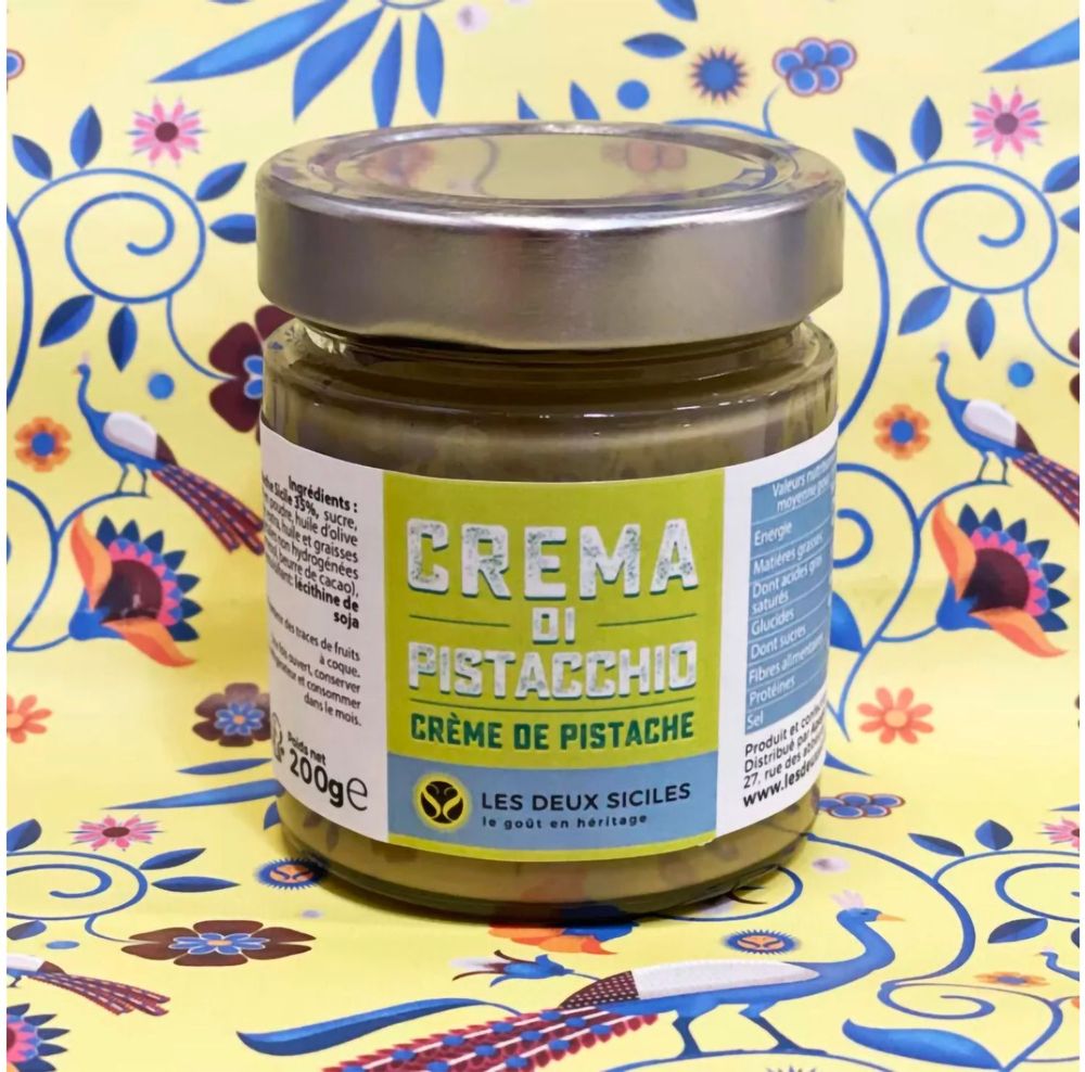 Confiserie - Crème de pistache artisanal , 45 % de pistache de Sicile - LES DEUX SICILES