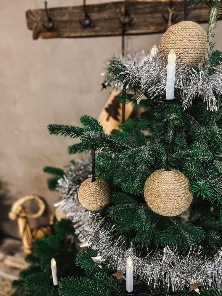 Guirlandes et boules de Noël - Décoration de Noël Boules de Chanvre - paquet de 8 - BY BENSON