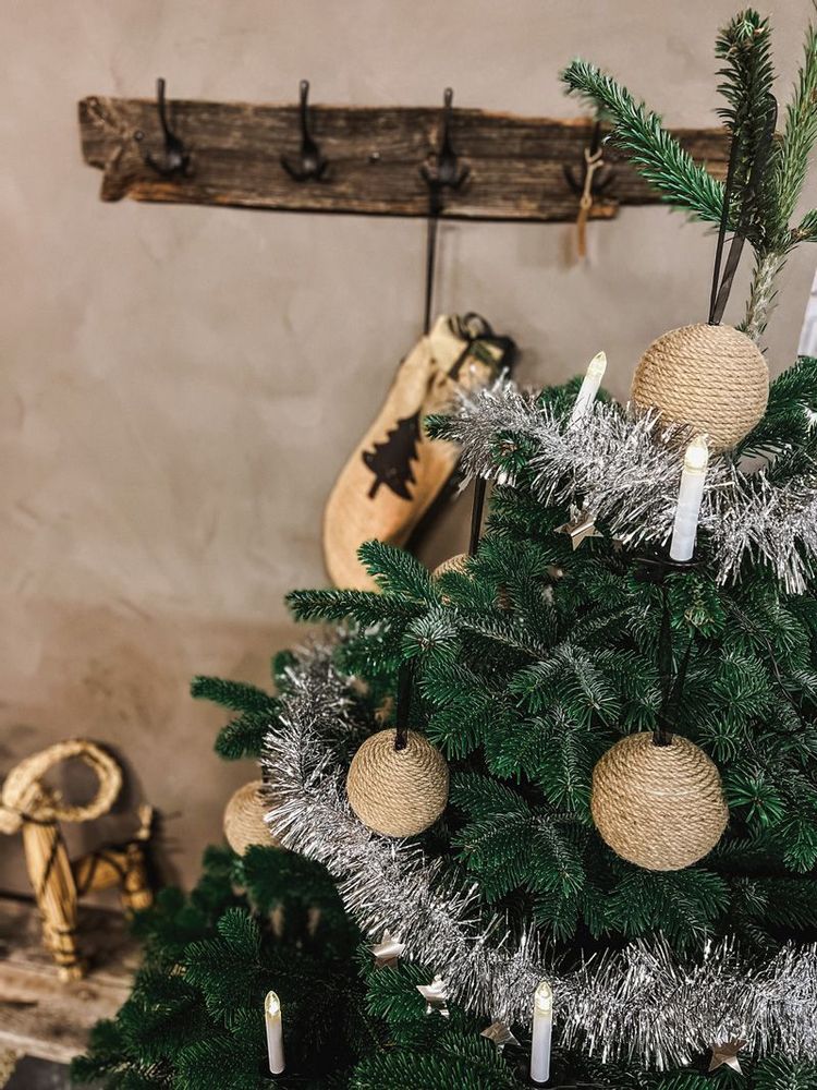 Guirlandes et boules de Noël - Décoration de Noël Boules de Chanvre - paquet de 8 - BY BENSON