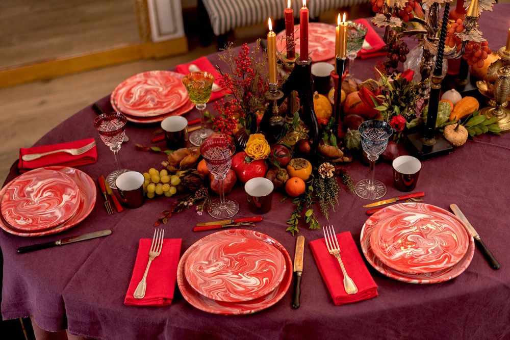 Gifts - STYX purple and red ceramic plate - IOM INES-OLYMPE MERCADAL