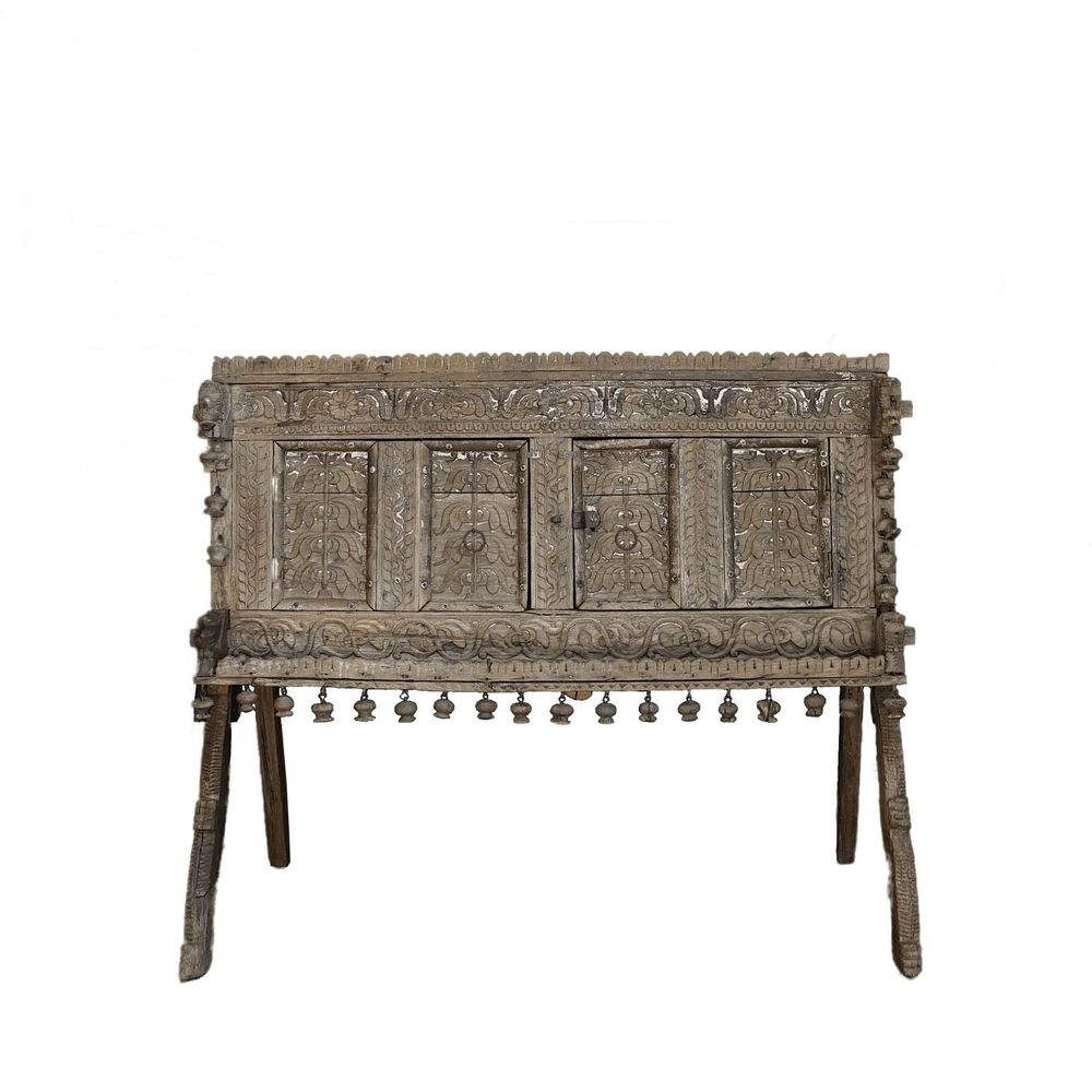 Buffets - Damchiya ancien - Meuble indien sculpté ( Coffre de mariée indienne sculpté en bois massif) - ORPAI