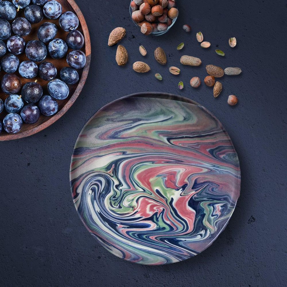 Ceramic - IOM Bigarreau Blue and Pink ceramic dinner set available in all sizes - IOM INES-OLYMPE MERCADAL