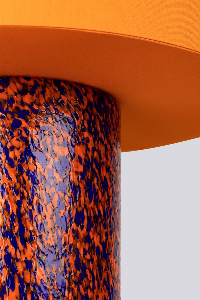 Floor lamps - Orange & Blue Pillar Lamp with Cotton Lampshade - STORIES OF ITALY