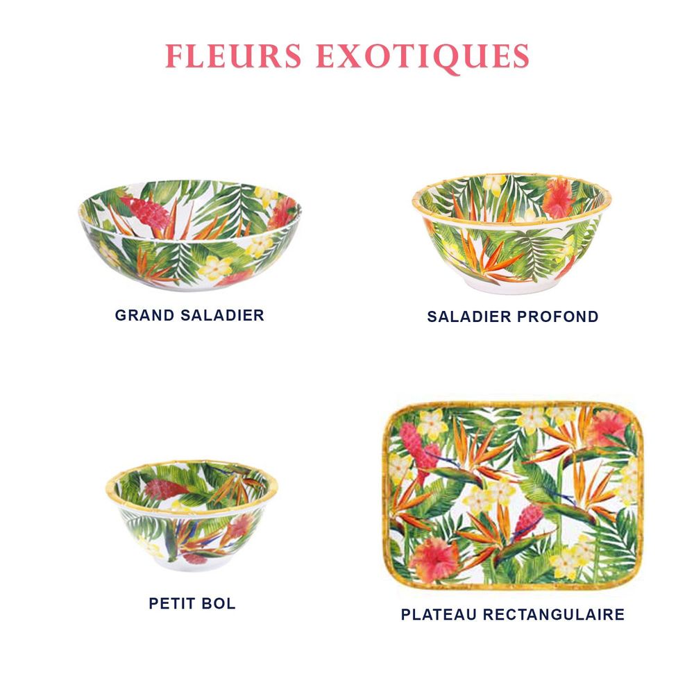 Dessous de plat - Vaisselle mélamine Collection Fleurs Exotiques - LES JARDINS DE LA COMTESSE