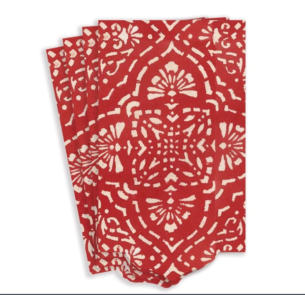 Table linen - Annika Red-Paper Linen Guest Towel Airlaid Die-Cut - CASPARI