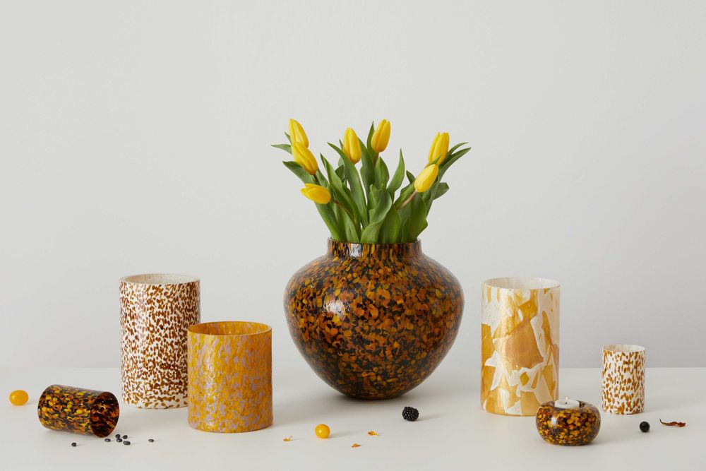 Vases - Macchia su Macchia Ivory & Amber Vase Tall - STORIES OF ITALY