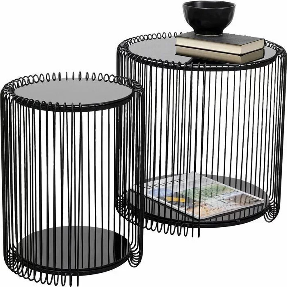 Coffee tables - Side Table Wire Double Black (2/Set) - KARE DESIGN