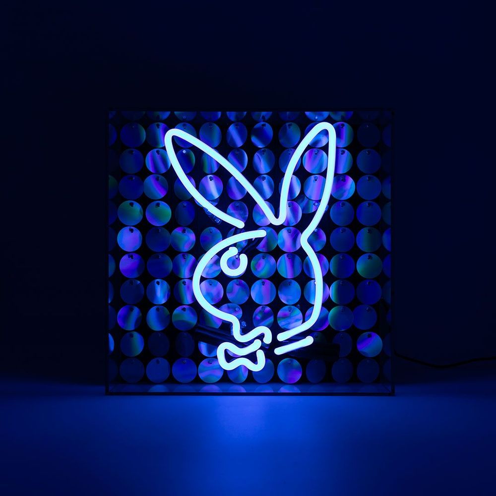Table lamps - Playboy Glass Neon Box Sign - Disco Bunny - Blue - LOCOMOCEAN
