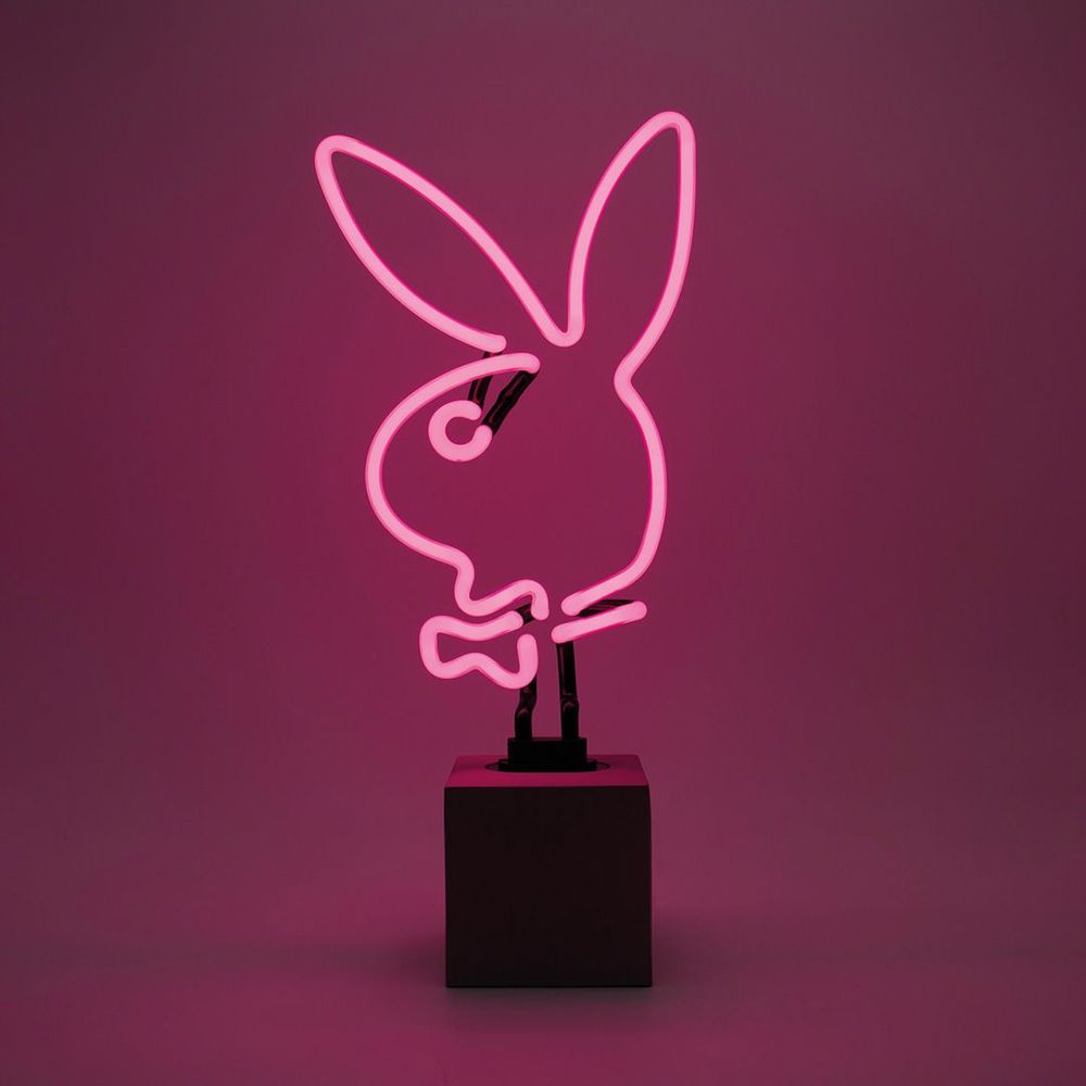 Table lamps - Playboy Glass Neon Sign (Concrete base) - Bunny - Pink - LOCOMOCEAN