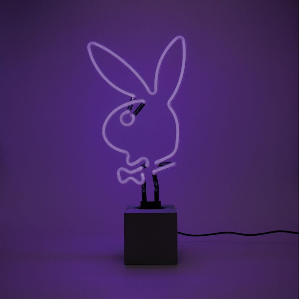 Lampes de table - Néon sur socle en verre - Playboy - Lapin - Violet - LOCOMOCEAN