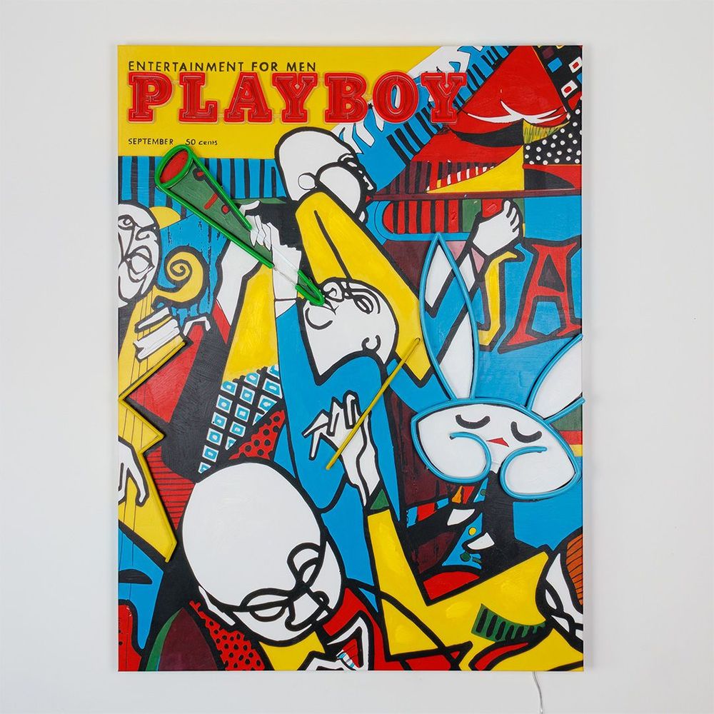 Wall lamps - Playboy Wall Art with LED Neon - Jazz Cover - LOCOMOCEAN