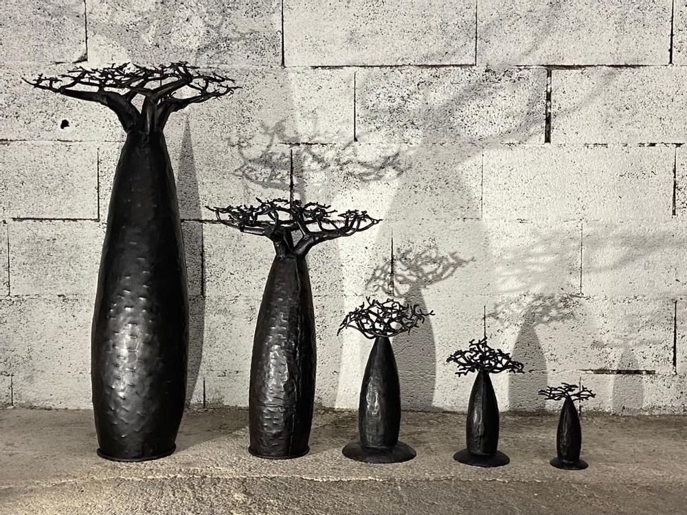 Sculptures, statuettes and miniatures - Series of curved baobabs made of recycled barrels - BOLONG