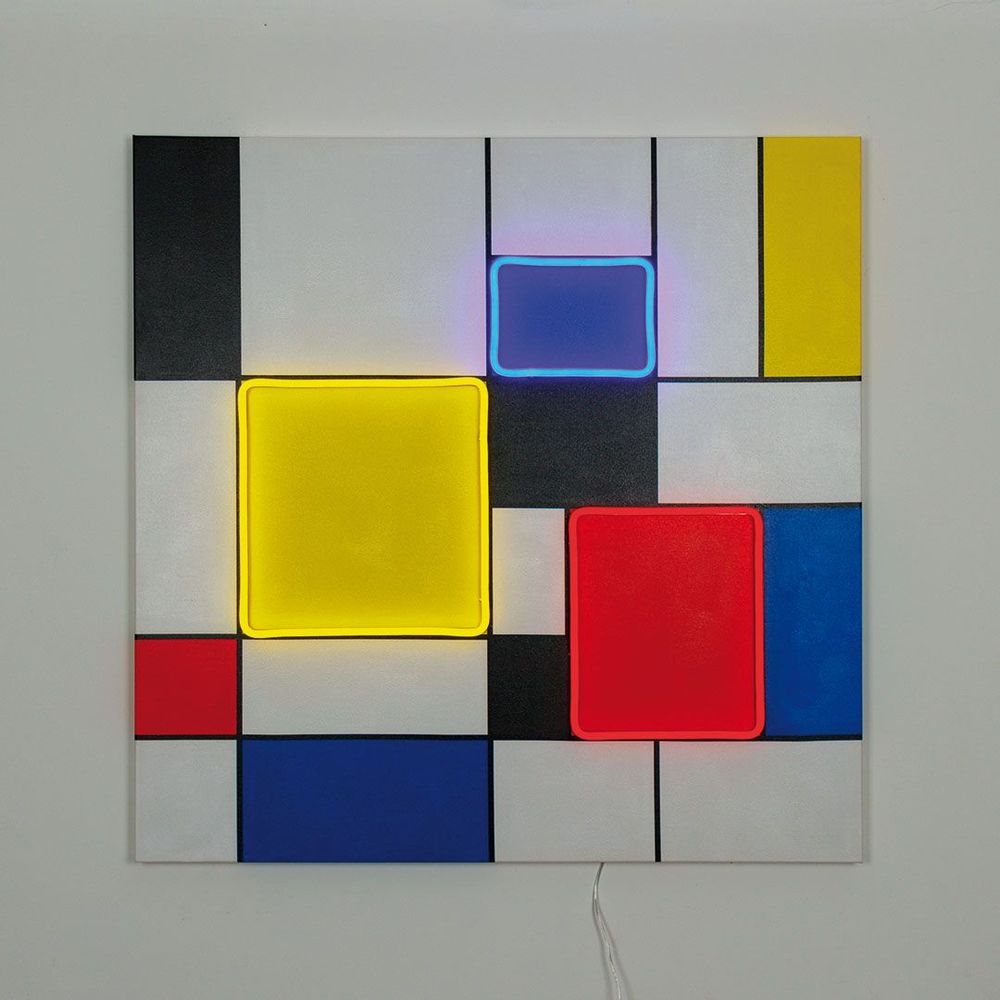 Appliques - Peinture murale (avec néon LED) - inspirée par Mondrian - LOCOMOCEAN