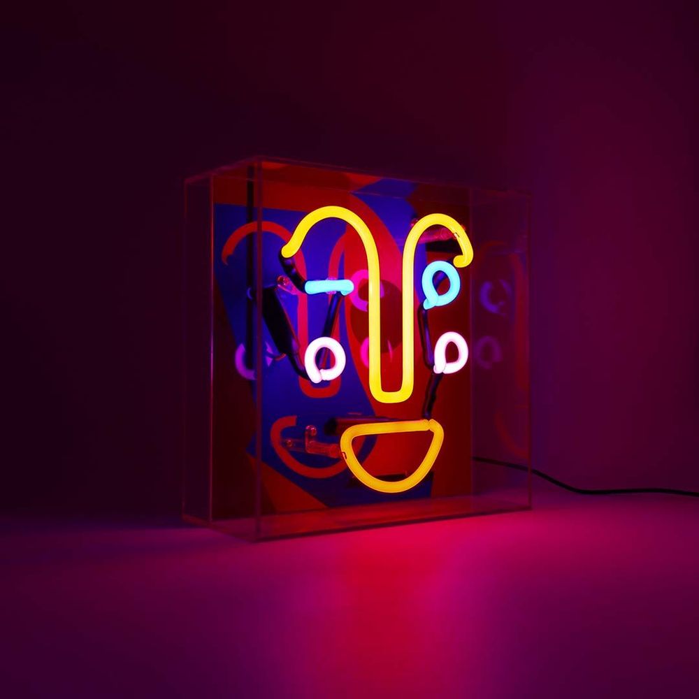 Table lamps - Acrylic Box Neon - Memphis Face - LOCOMOCEAN