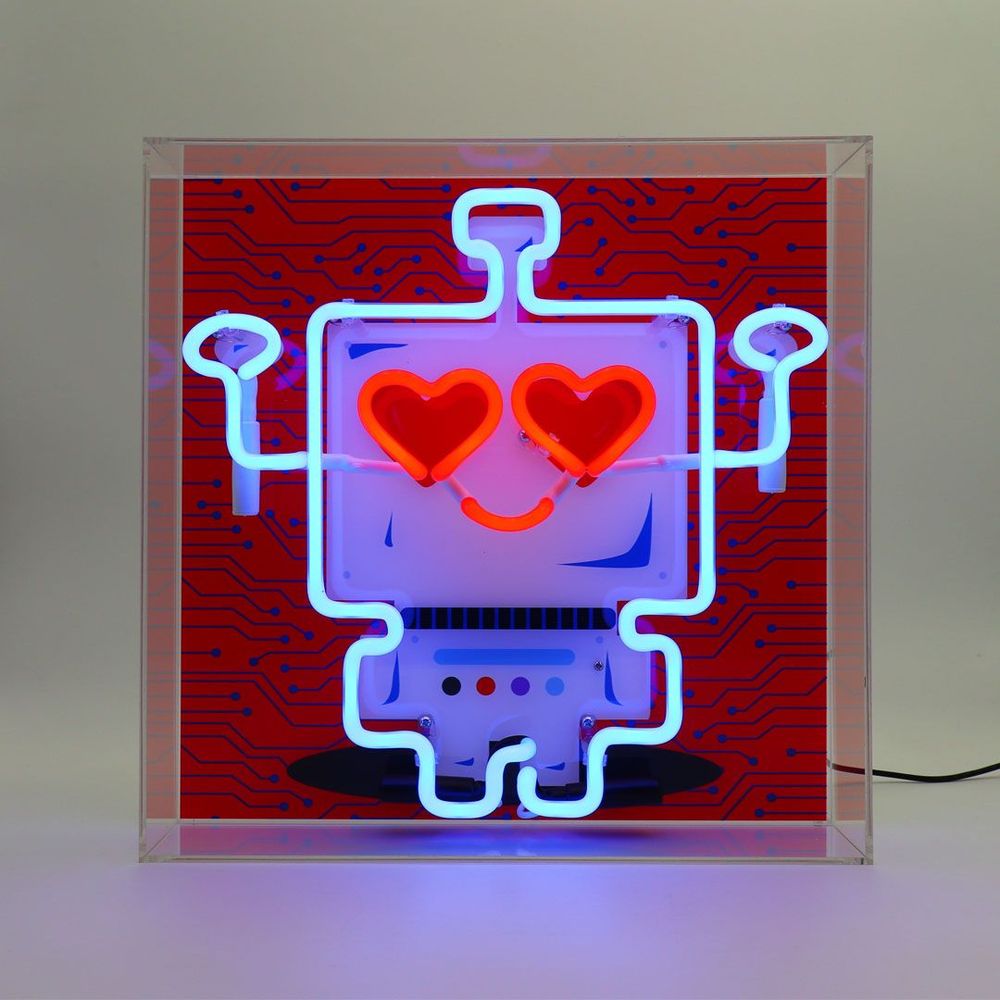 Table lamps - Large Acrylic Box Neon - Robot - LOCOMOCEAN