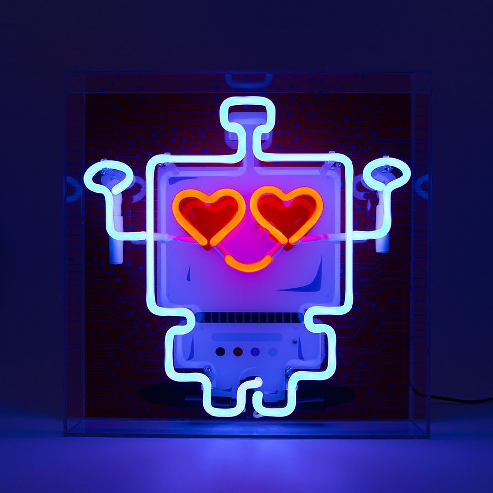 Table lamps - Large Acrylic Box Neon - Robot - LOCOMOCEAN