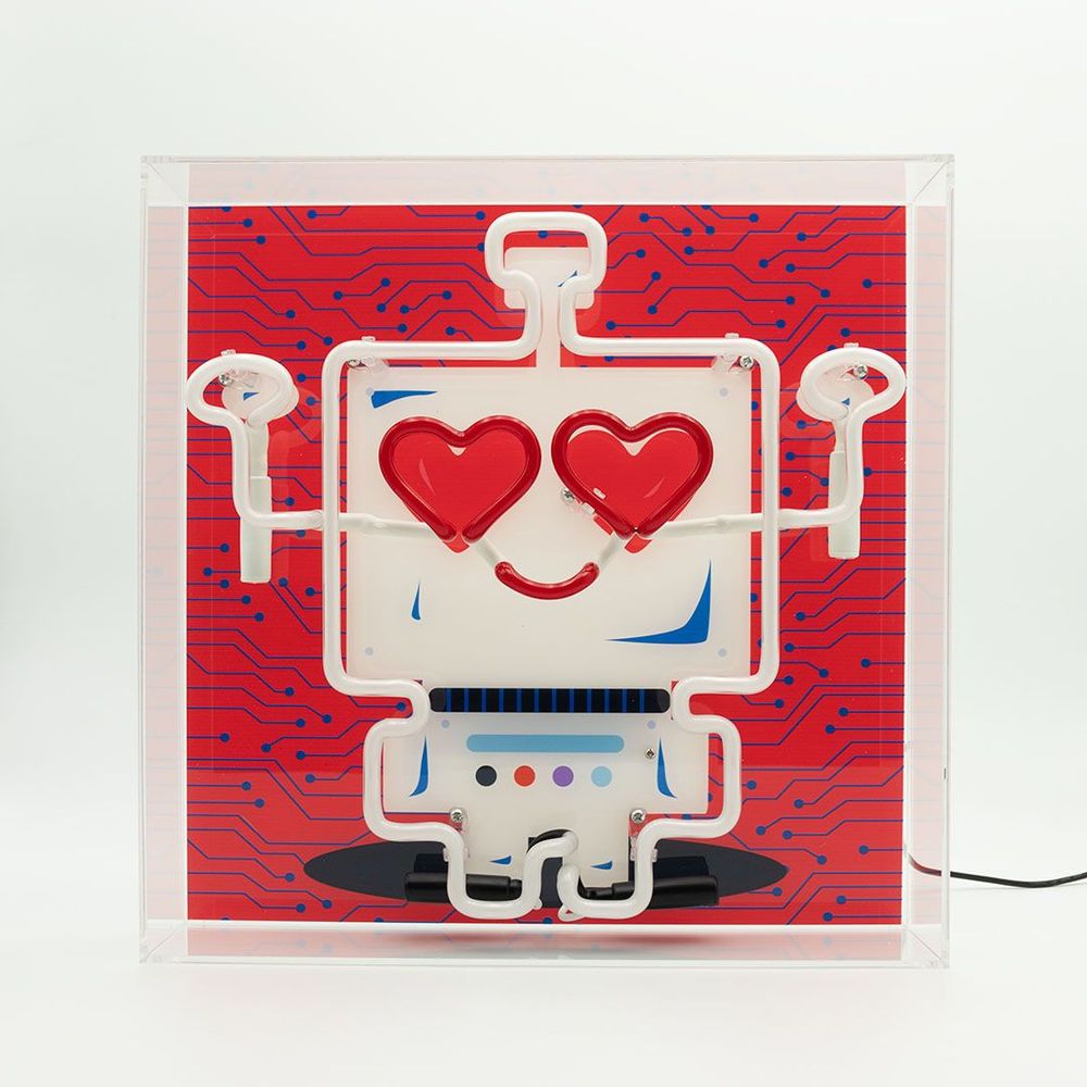 Table lamps - Large Acrylic Box Neon - Robot - LOCOMOCEAN