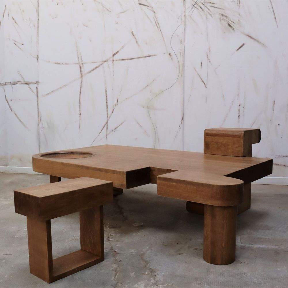 Unique pieces - Large rustic” coffee table. - THIERRY LAUDREN