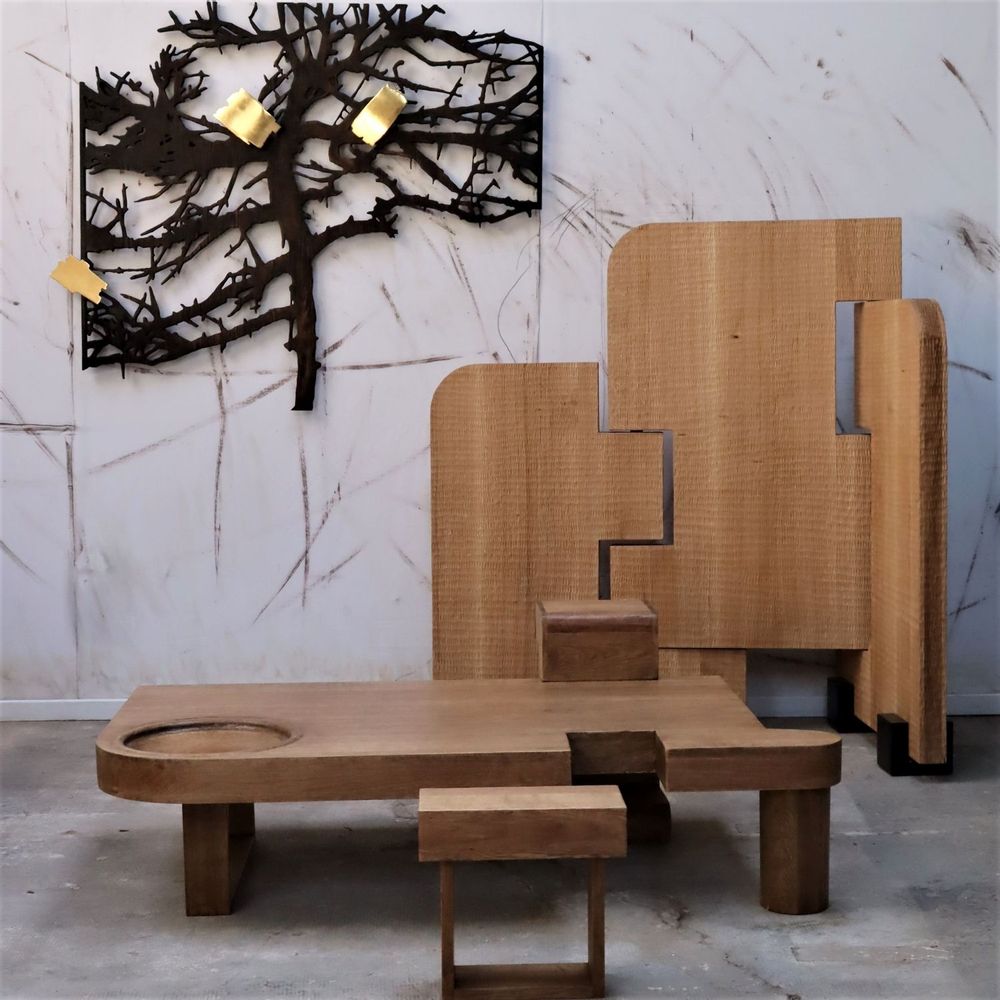 Unique pieces - Large rustic” coffee table. - THIERRY LAUDREN