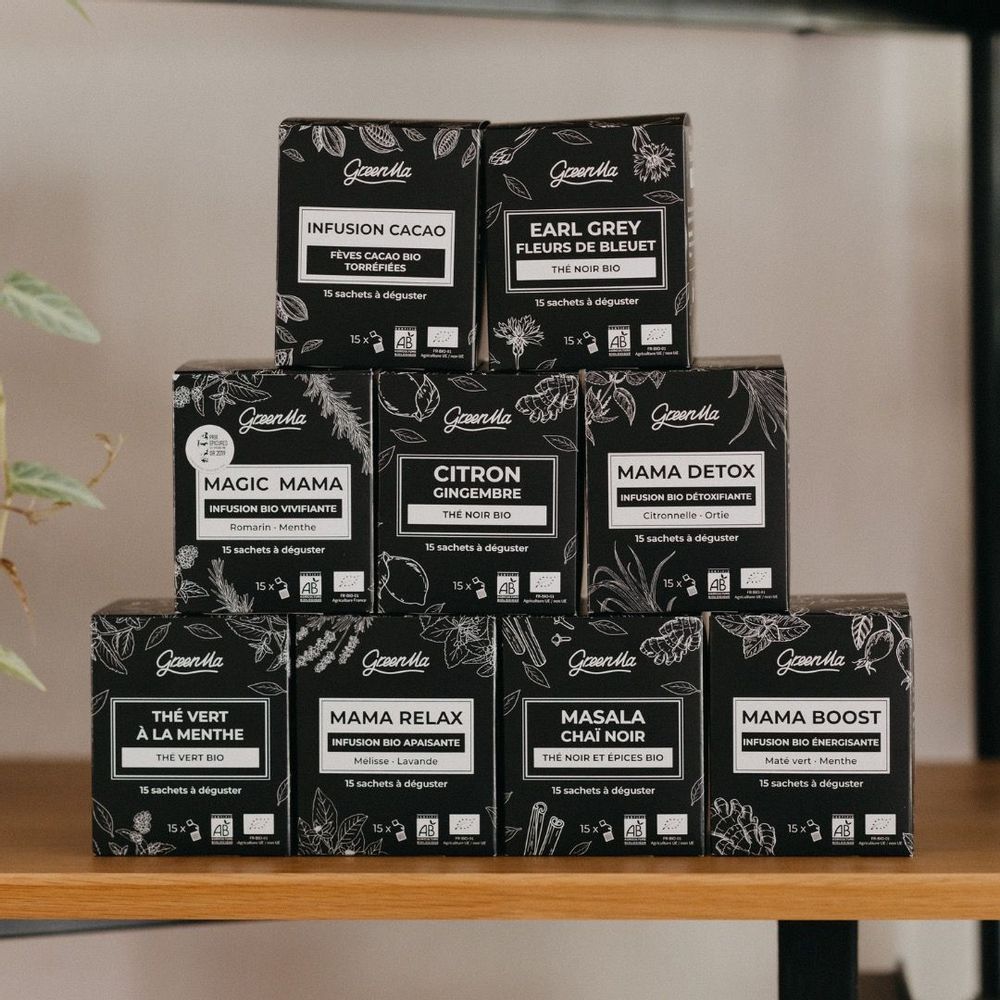 Coffee and tea - Organic Tea and Infusion Bags linked to a mantra - GREENMA