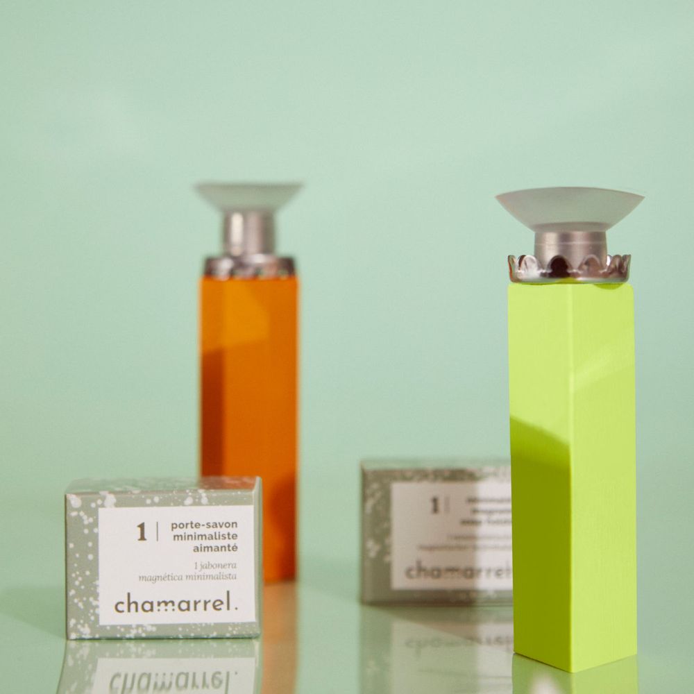 Cosmétiques - Présentoir boîtes + 14 porte-savons aimantés français - CHAMARREL