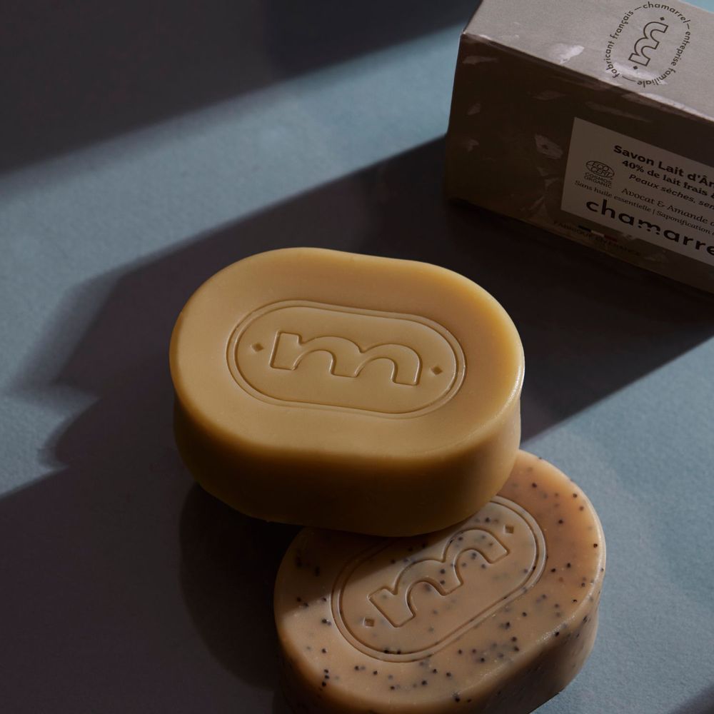 Savons - Savon lait d'ânesse 40% | Avocat & Amande douce - CHAMARREL